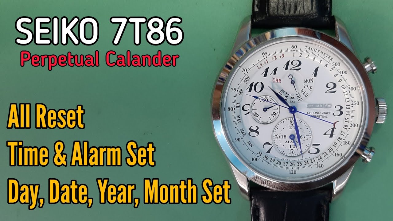 SEIKO Perpetual Calander 7T86 All Reset and Time Date Alarm Setting | SolimBD