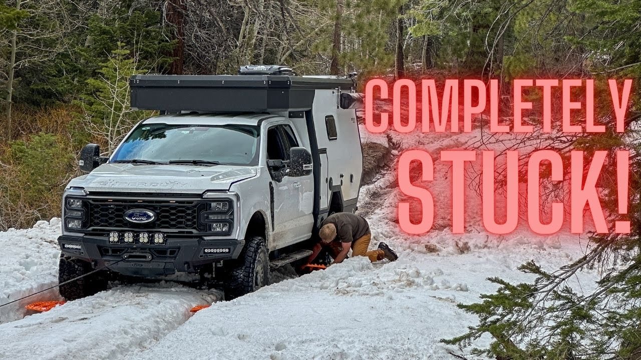 Stuck in Snow on Day One in our Enduro Truck Camper! | Great Basin Heritage Trail Overland Recovery