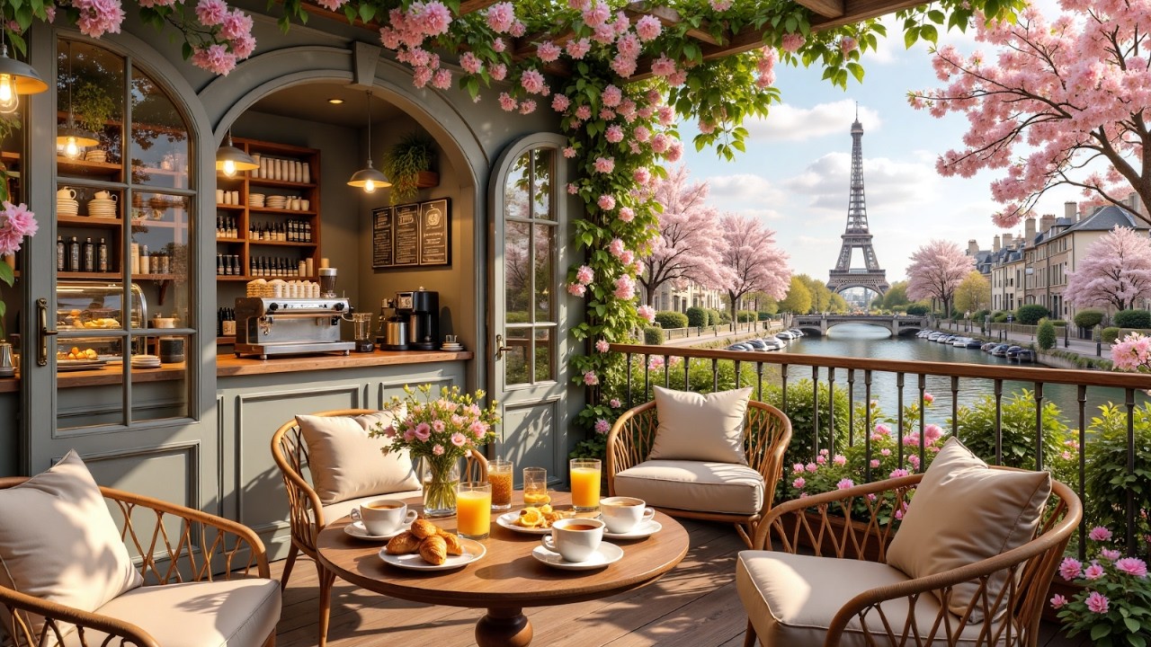 Ultimate Morning Calm Jazz Music | Bird Sounds & Spring Coffee Shop Ambience to Relaxing