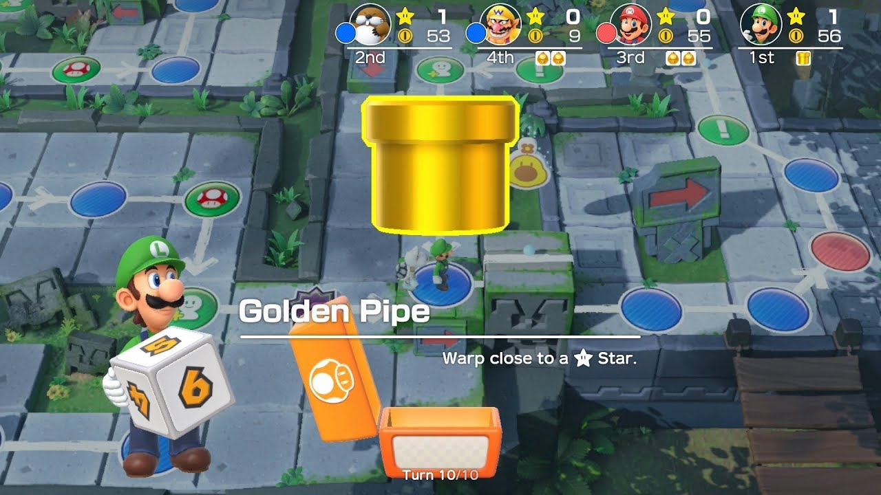 Super Mario Party #44 Whomp's Domino Ruins Monty Mole vs Luigi vs Wario vs Mario