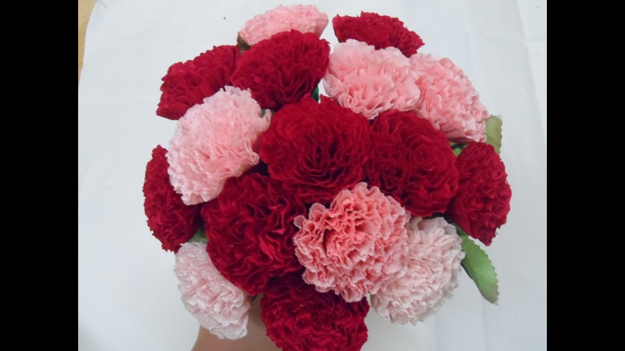 [Paper flower/종이꽃] 4. 주름지 카네이션 how to make crepe paper Carnation flowers, mothers day gifts