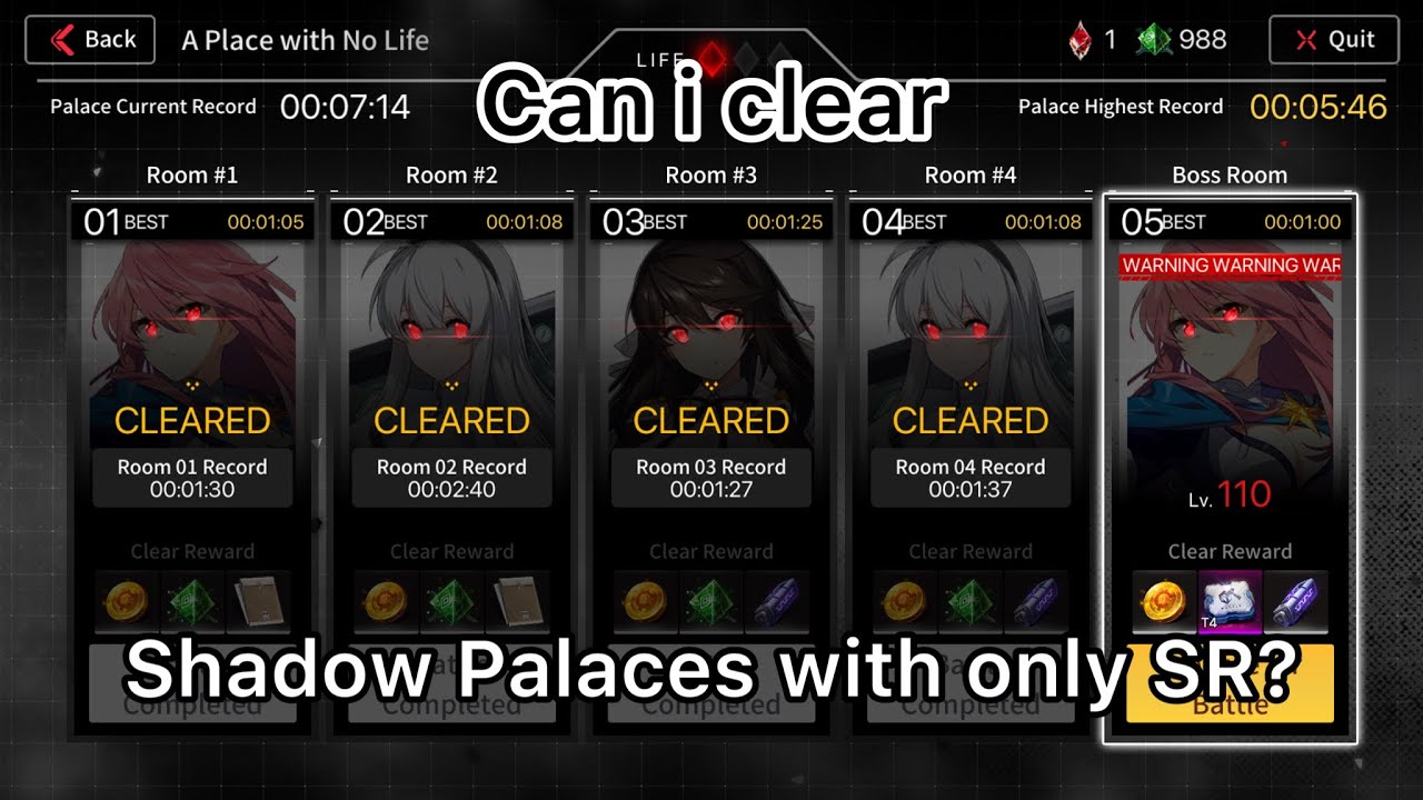 Can i clear Shadow palaces with only SR, Palace #2 | CounterSide