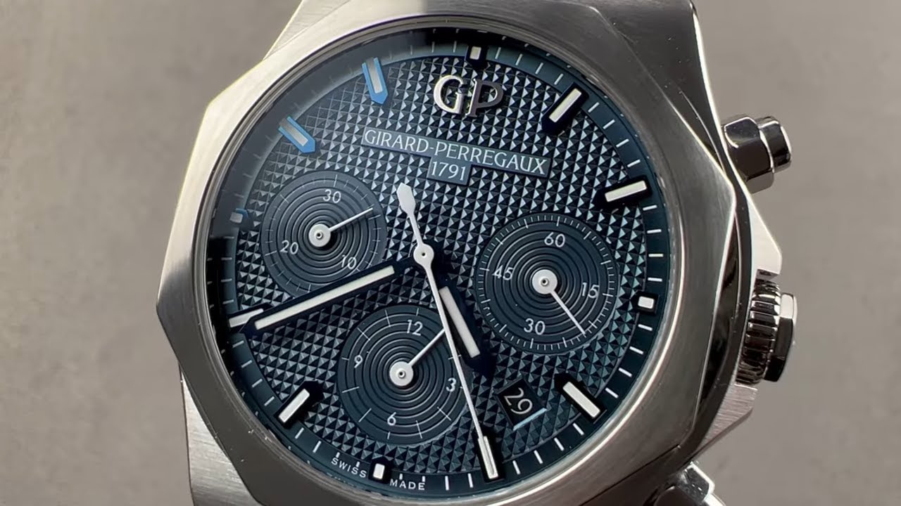 Обзор часов Girard-Perregaux Laureato Chronograph 81020-11-431-11A с синим циферблатом и узором «...