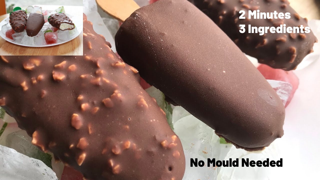Chocolate Ice Cream Bars  - No Mould Required || Easy Choco Bar Ice Cream || 3 Ingredients,2 Minutes