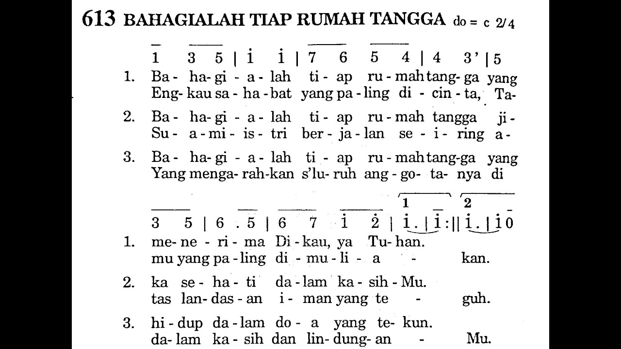 BAHAGIALAH TIAP RUMAH TANGGA - Puji Syukur No. 613 - Lagu Perkawinan