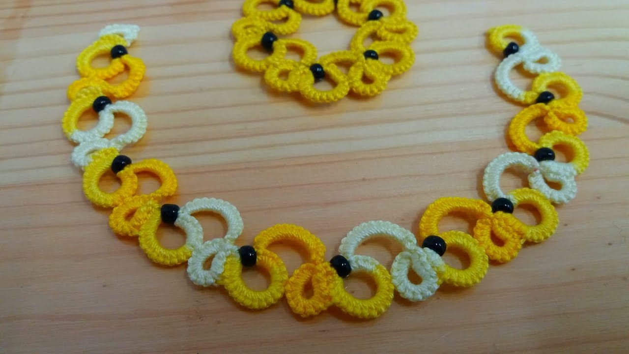 76' TUTORIAL FACILE COLLANA CHIACCHIERINO AD AGO NEEDLE TATTING FRIVOLITÈ Encaje фриволите 梭織