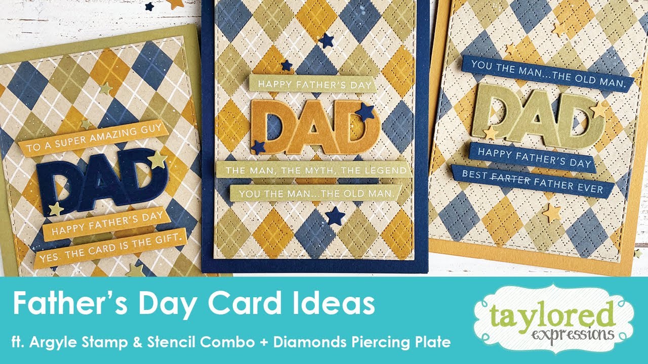 Father's Day Card | Argyle Stamp & Stencil Combo | Taylored Expressions | Heather Nichols