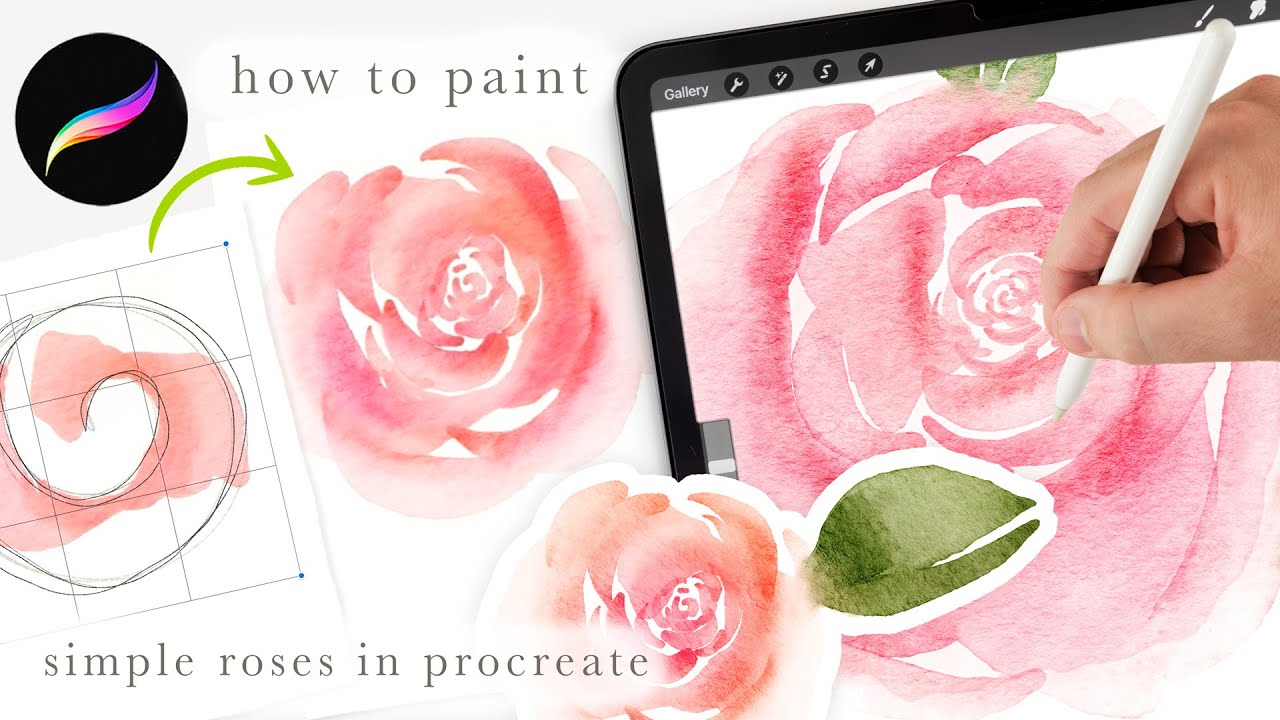 Here's a trick for painting watercolor roses in procreate. EASY Procreate tutorial for beginners