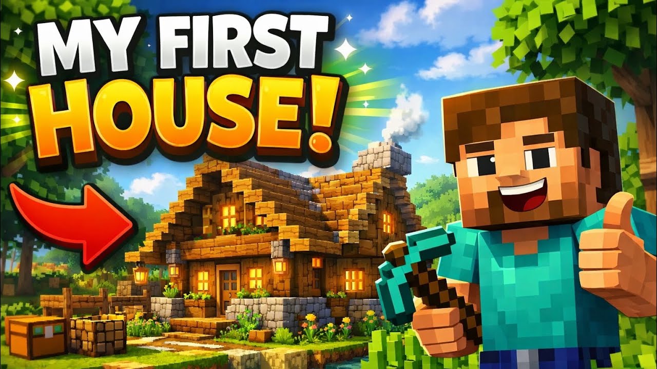 Building my FIRST HOUSE in MINECRAFT. Survival series #4.