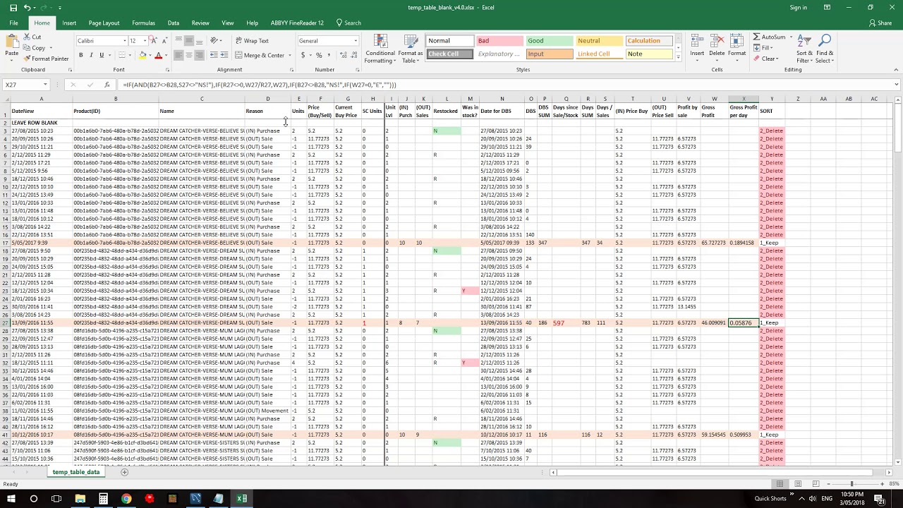 uniCenta stockdiary and Excel (v4.0)