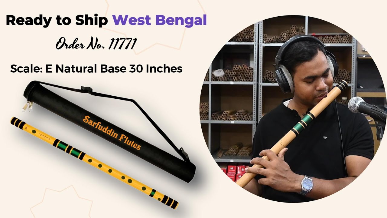 Ready to Ship West Bengal | Order No-11771 | Scale: E Natural Base 30 Inches Bamboo Flute Bansuri