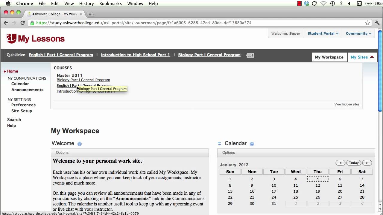 How To Use My Workspace In Ashworth College Online Courses