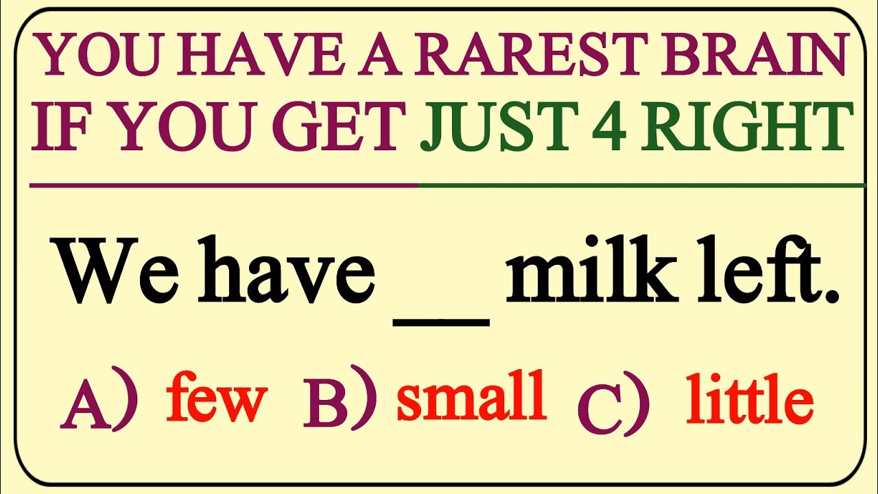 YOU HAVE A RAREST BRAIN IF YOU GET JUST 4 RIGHT #advancedgrammar #quiz 