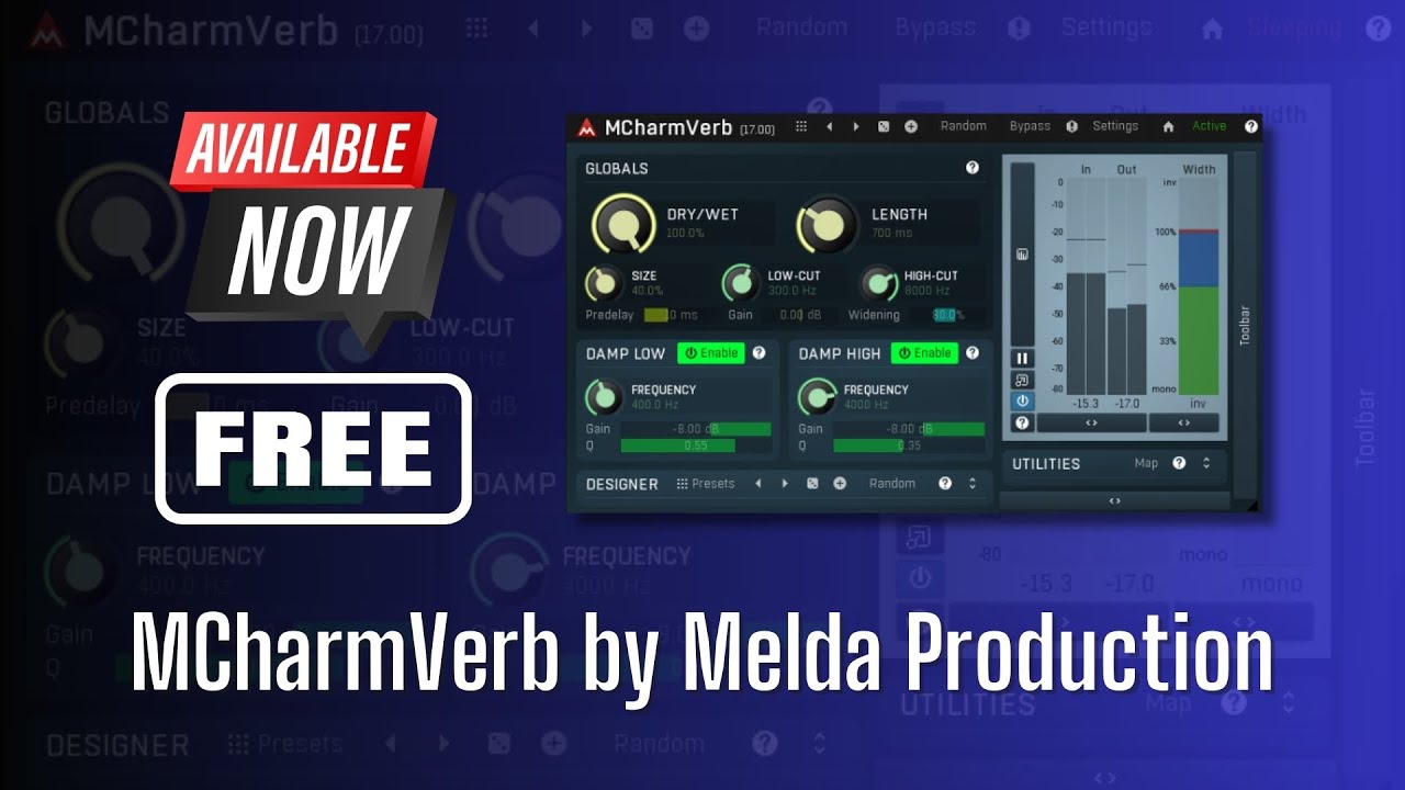 Amazing FREE Plugin! MCharmVerb by Melda Production(MFreeFXBundle) - Sound Demo