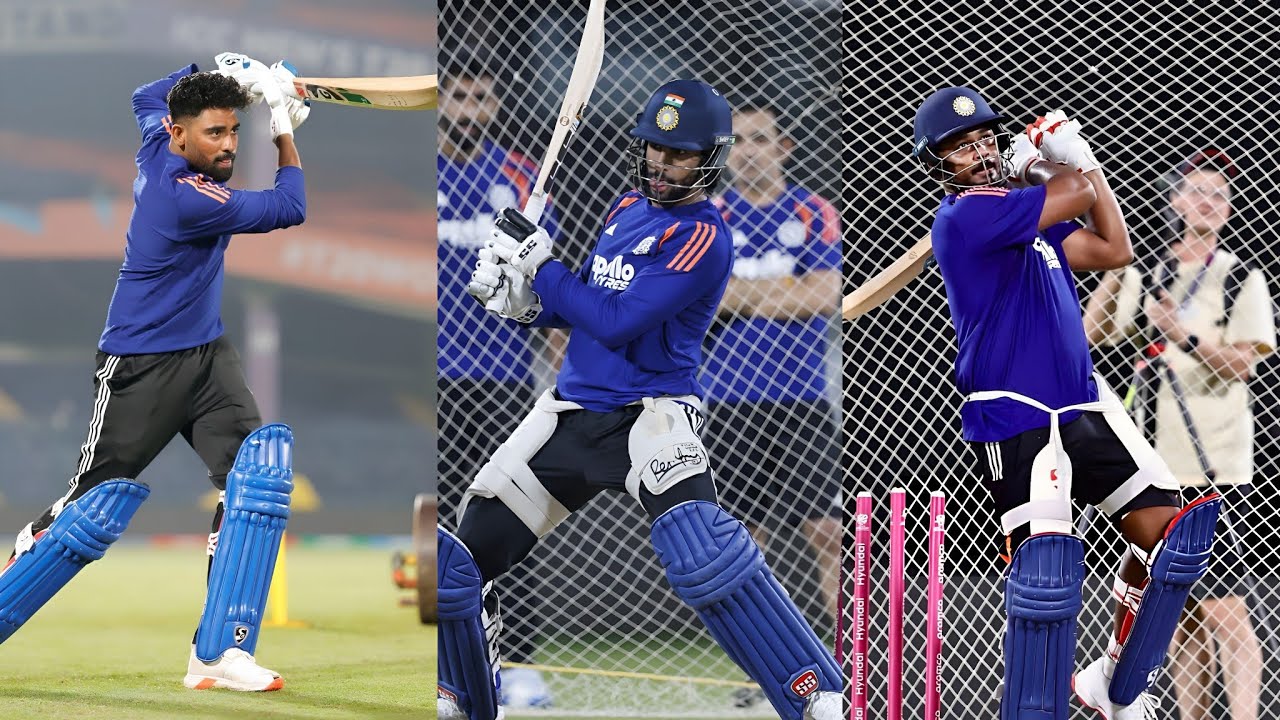 Muhammad Siraj, Tilak Varma, Sanju Samson Batting practice In Edan Garden at Kolkata for 3rd Match 