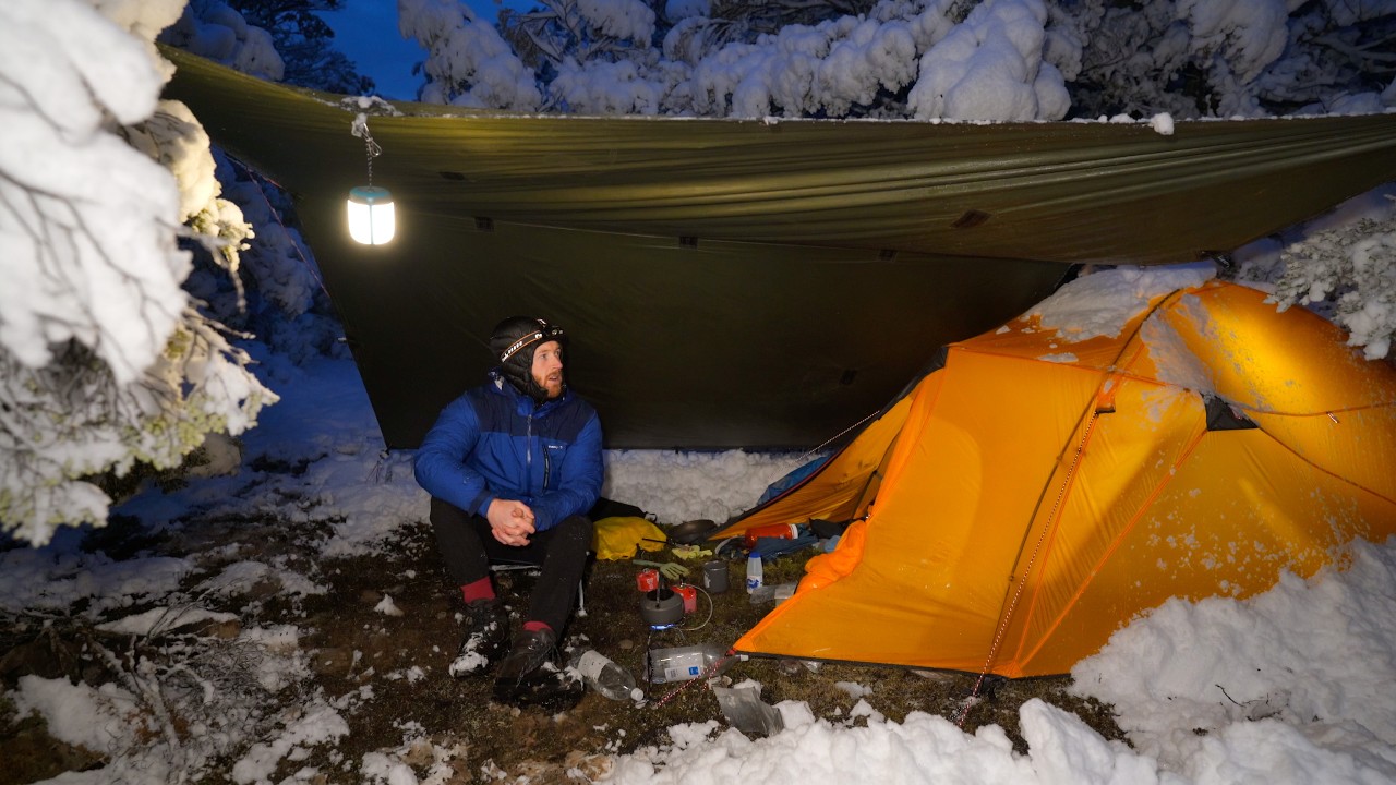 Winter CAMPING in a SNOWSTORM