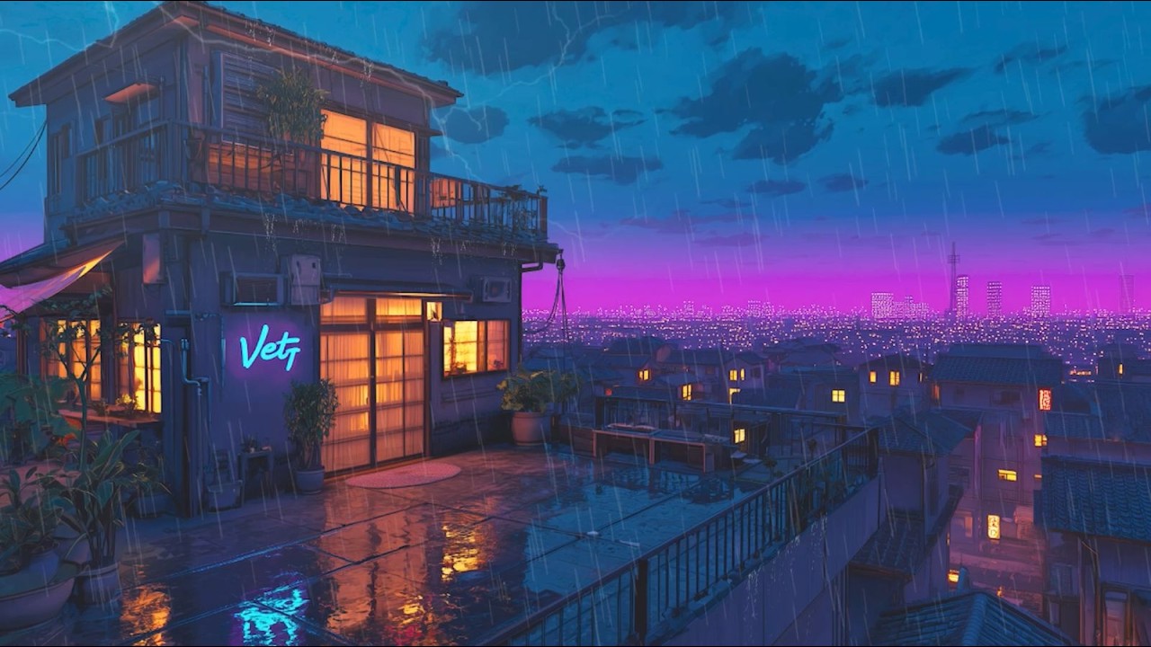 Late Night Nostalgia | Retro Ambient Chill ⛈️ Lofi Music To Calm