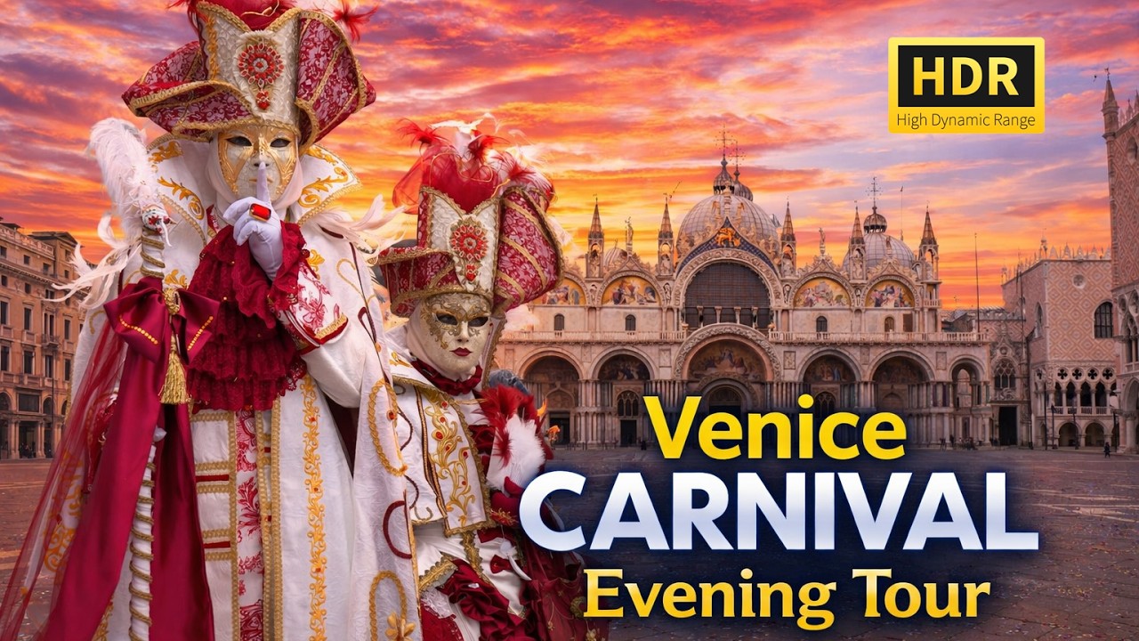 Venice at Night During Carnival 🎭 | HDR Walking Tour Through Historic Venice
