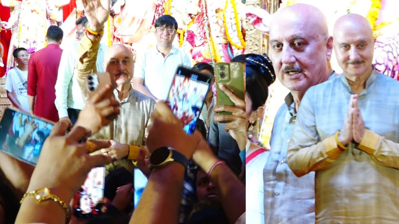 Anupam Kher hai Arrive At North Bombay Biggest Durga Puja 