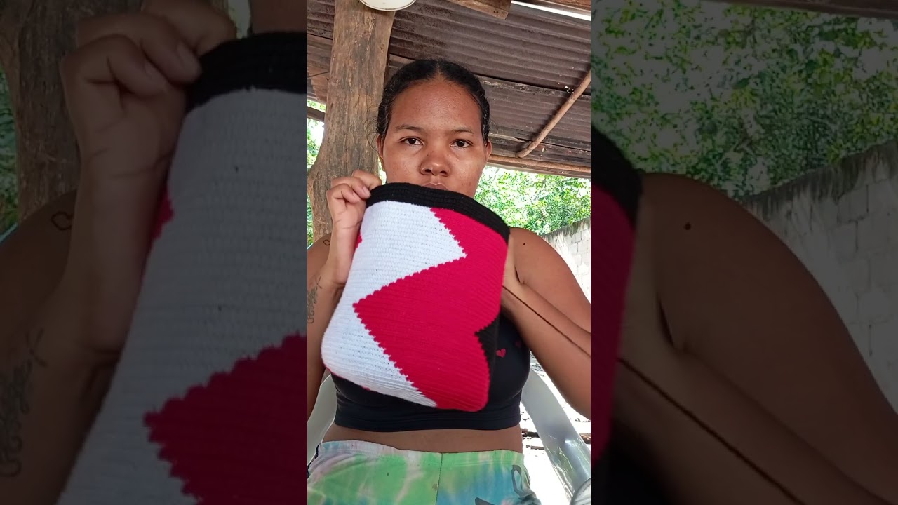 Mochila tejida a crochet ❤️🖤🤍 #estadosunidos #crochet 