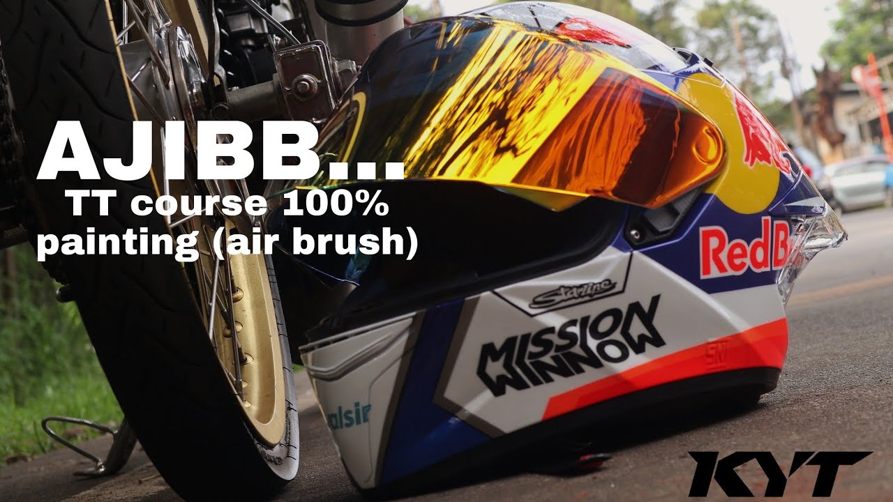 HELM KYT TT course 100% CAT repaint AIR BRUSH DOVIZIOSO semut custom paint