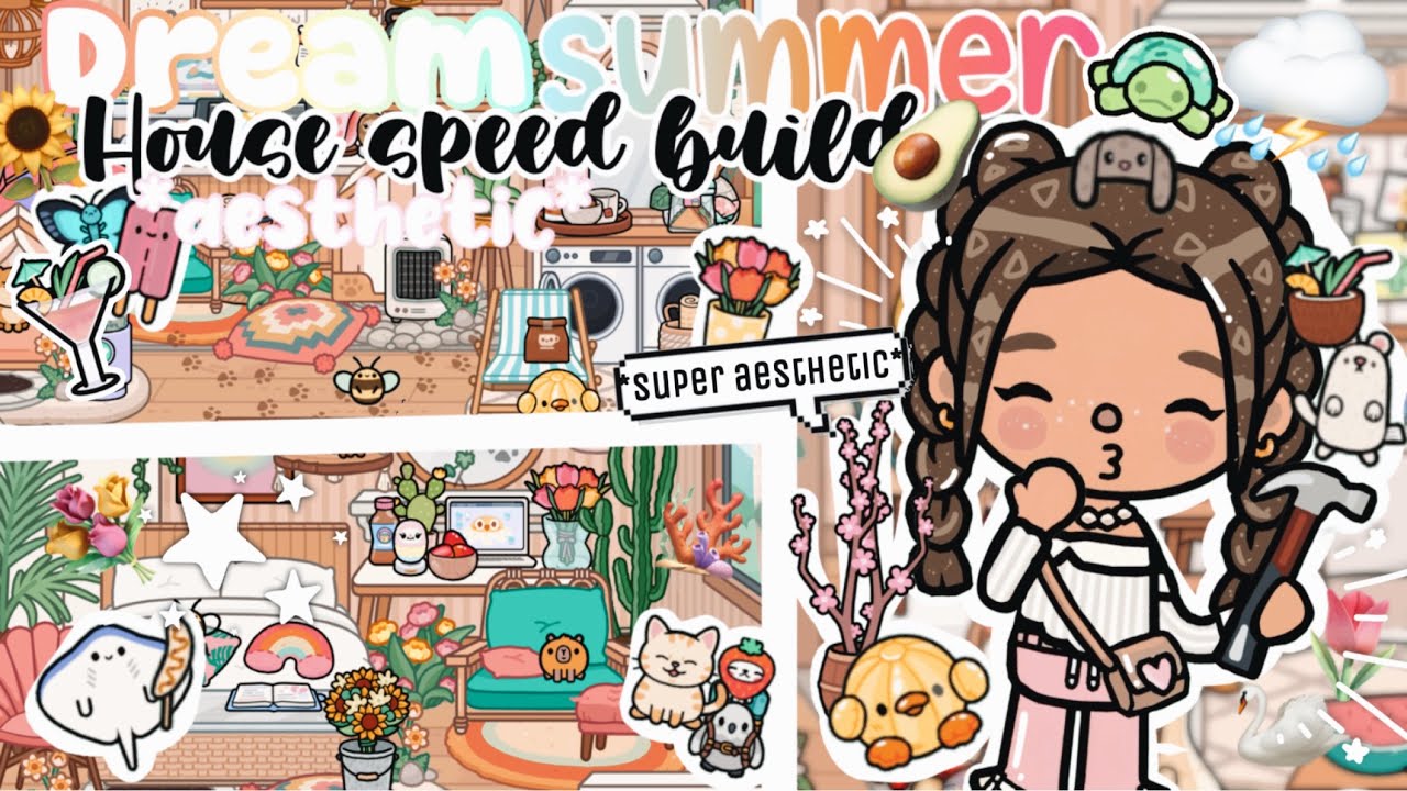 ˙ . ꒷ Speed Building my *DREAM* Summer Home 🌈🥑⚡️🦒 |*AESTHETIC￼*| Toca Boca Life World 🎐🌷⛈️⊹ ࣪ ˖