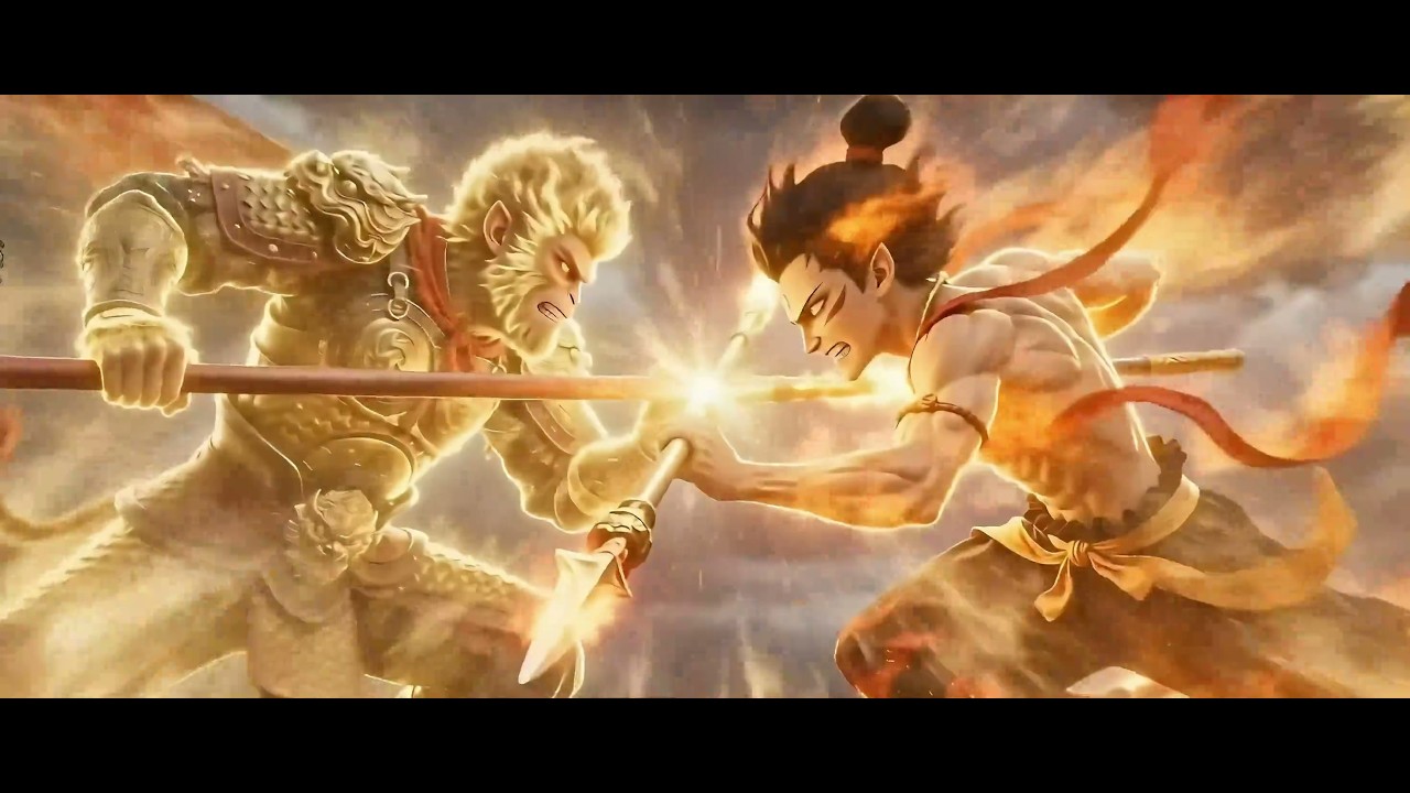 Black Myth: Wukong vs Nezha - The Darkest Epic Battle! (4K AI Animation)黑神话悟空大战哪吒 - 史诗级暗对决！(4K AI动画)