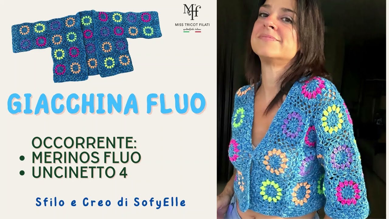 Giacchina Fluo a uncinetto. SEMPLICISSIMA