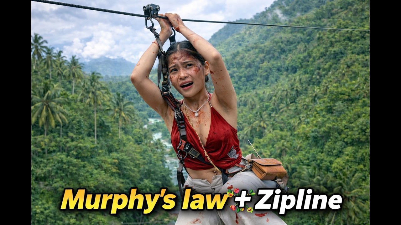 She gets Stuck!!!!! Zipline mishap