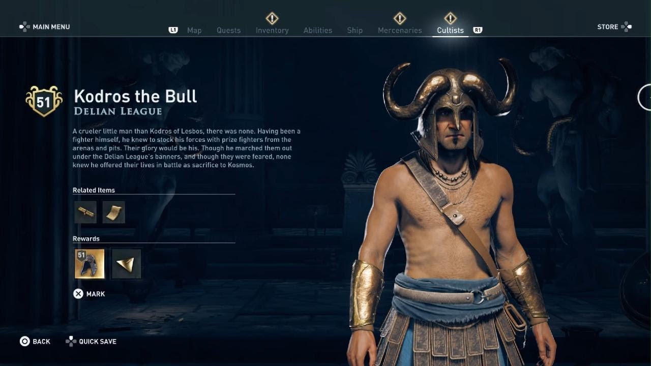 Assassin’s Creed Odyssey Cult of Kosmos – Kodros the Bull (Delian League) | AC Odyssey Cult Hunt