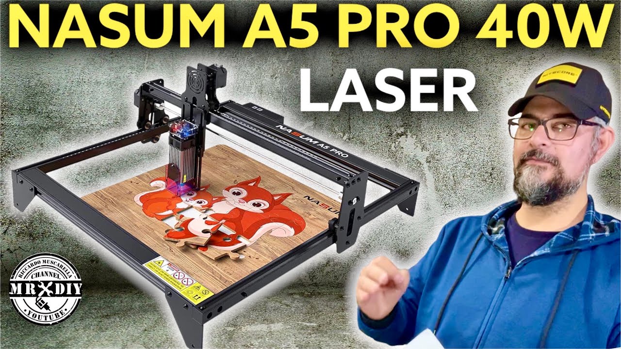 Incisore laser NASUM A5 PRO 40W 5.5W. Taglio laser legno, incisione laser su metallo, pelle, pietra.