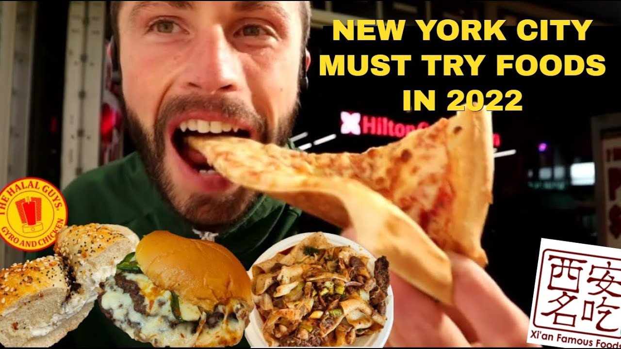 MASSIV NYC FOOD TOUR! WHAT TO EAT IN NEW YORK ! ( PIZZA, HALAL BURGERS, XIAN FOOD, BAGELS )