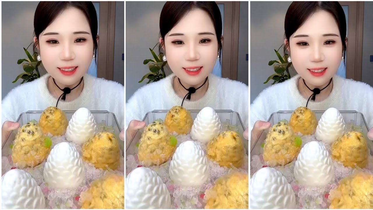 ASMR ICE EATING with MILK POWDER and PASSION FRUIT 