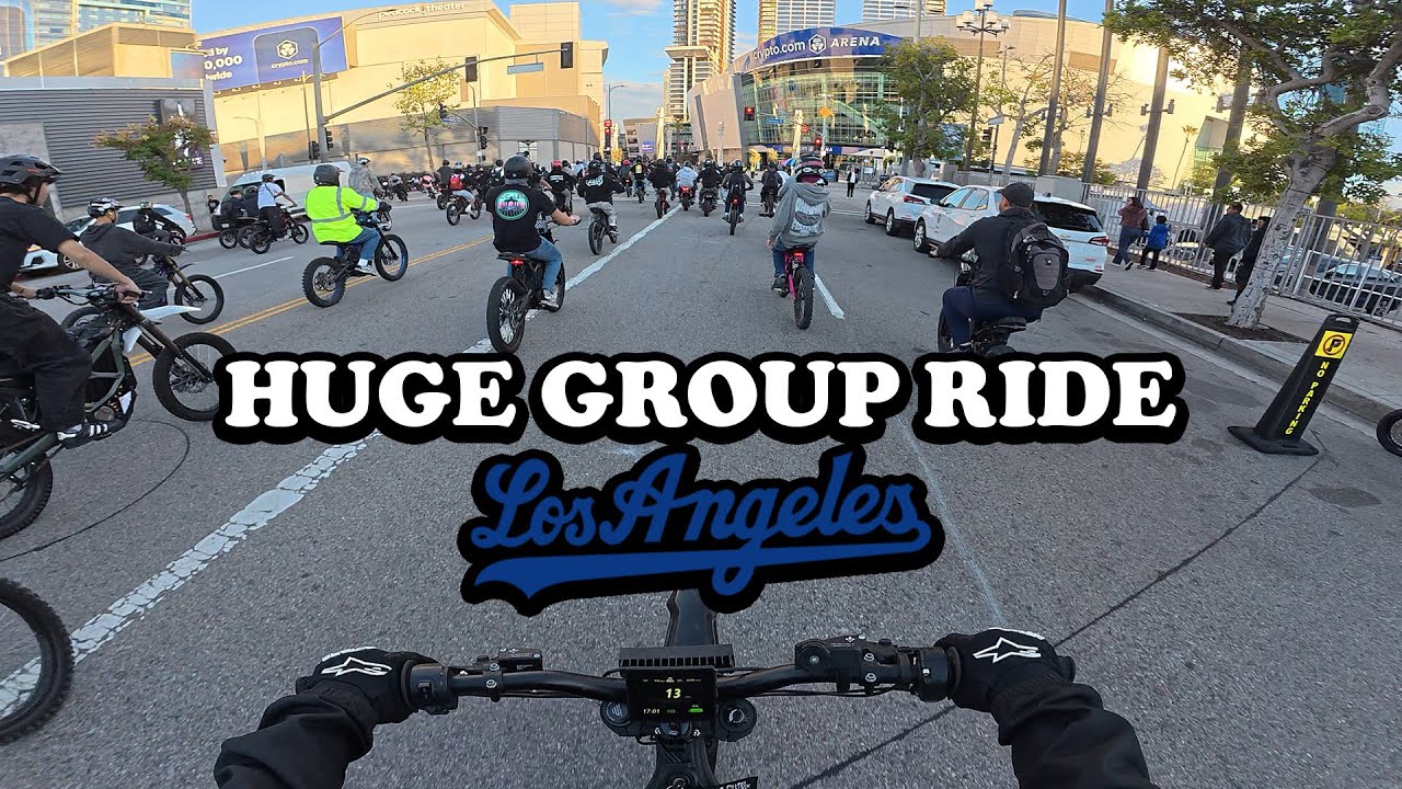 HUGE E-MOTO GROUP RIDE IN DTLA (ACTION PACKED)