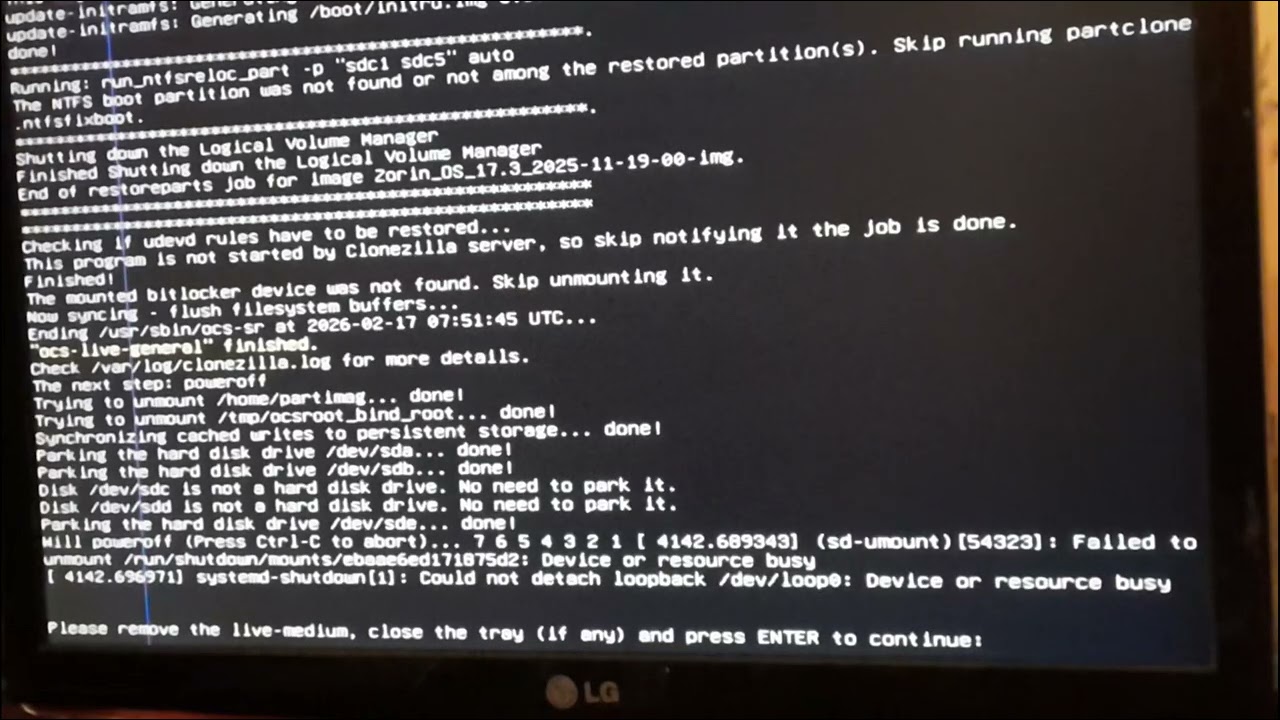 P5 of 5, Zorin OS 17 Failing to Restore from Backup HD Partition due to Kernel Update!