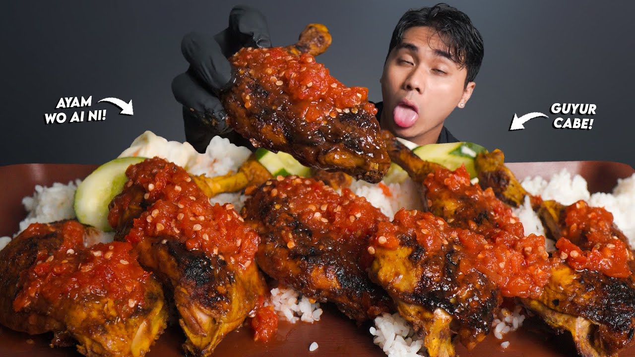 SAMPAI NANGIS!! MUKBANG AYAM BAKAR WO AI NI GUYUR CABE RAWIT!! UDAH GILA!!🥵