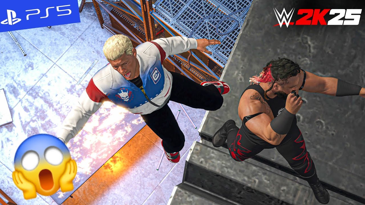 WWE 2k25 - Jacob Fatu DESTROYS Cody Rhodes in Flaming Table Carnage | PS5