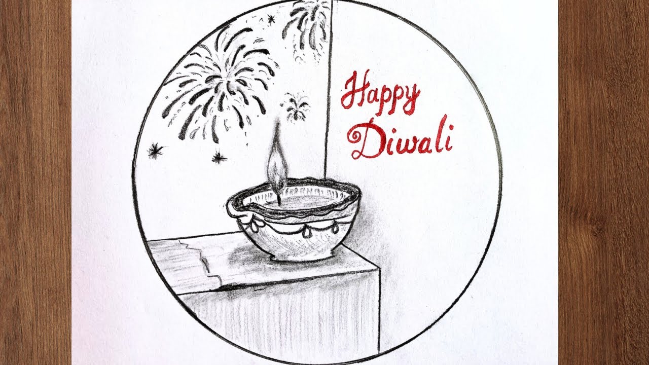 Diwali Special Drawing || How to draw Diya with Diwali Crackers #happydiwali #drawing #pencildrawing