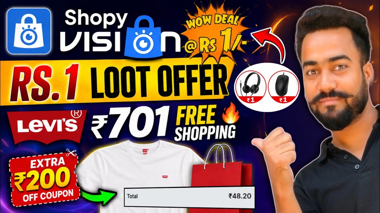 😱Shopy Vision ₹1 फ्री Loot🔥Offer! Levi's ₹701 फ्री Shopping Offer! 2 New फ्री Shopping Offer Today!