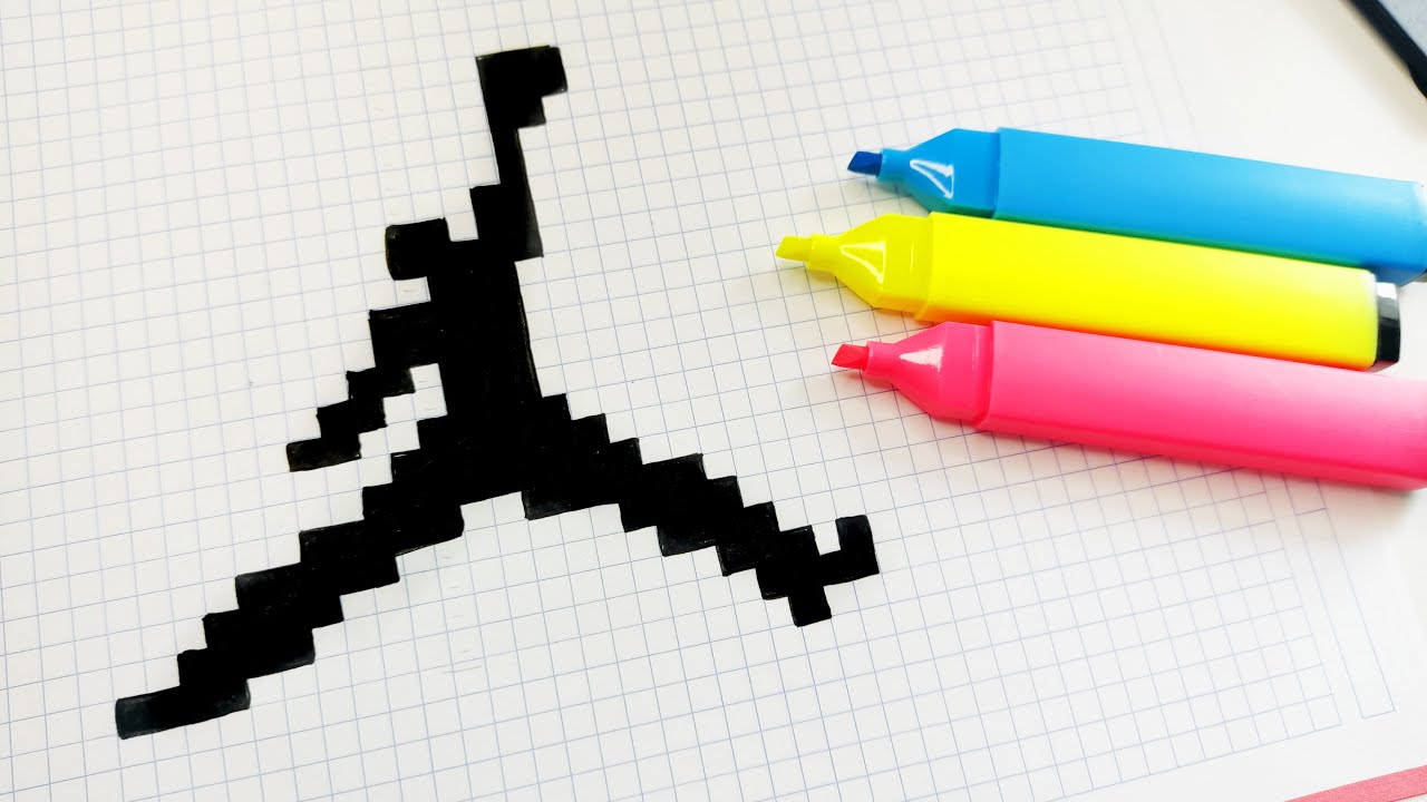 Handmade Pixel Art - How to draw the Michael Jordan logo #pixelart