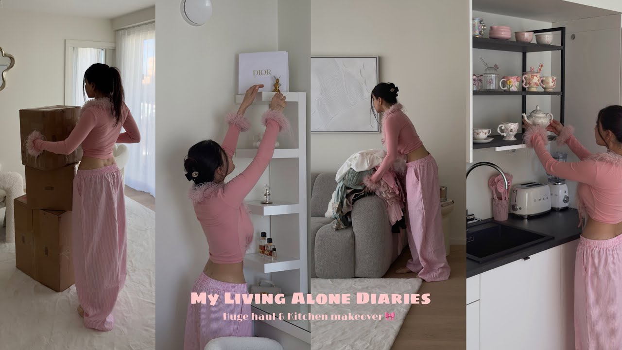 My Living Alone Diaries | Huge Haul & kitchen Makeover 🎀🌸🩰🤍
