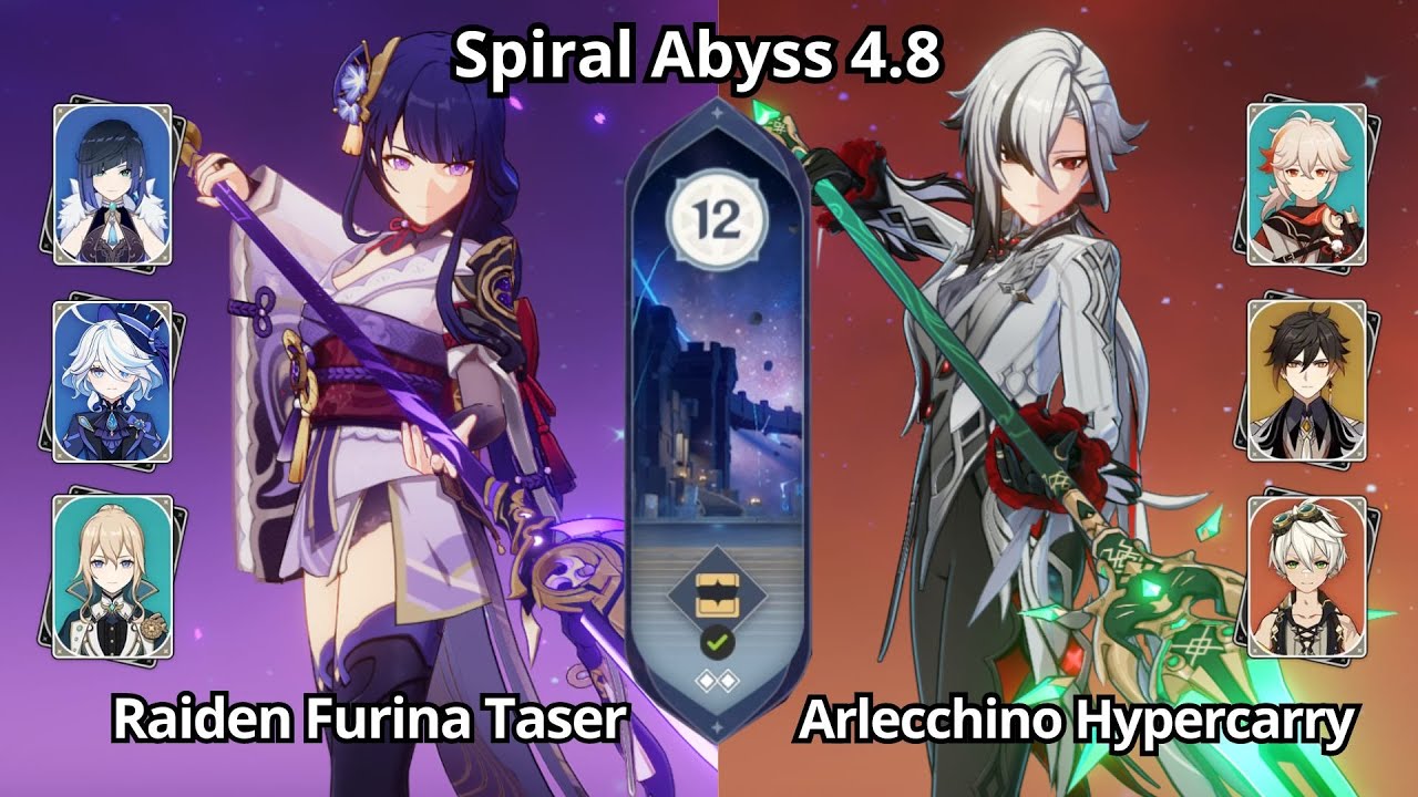 C0 Raiden Furina Taser & C0 Arlecchino Hypercarry - Spiral Abyss 4.8 Floor 12 Genshin Impact