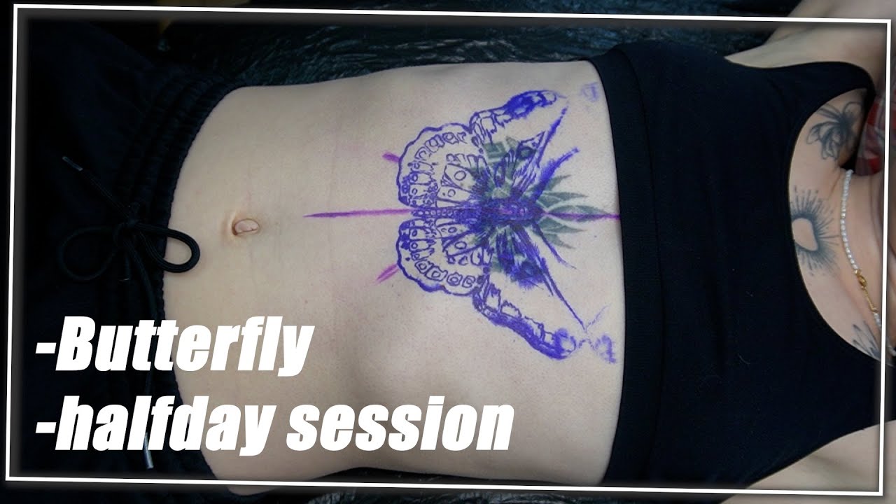 Underboob butterfly Tattoo | Tattoo Timelapse