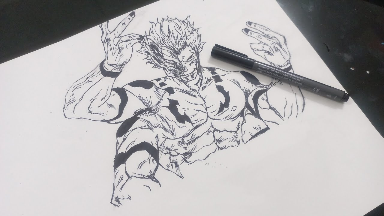 Pen art of Ryomen Sukuna |from jujutsu kaisen|