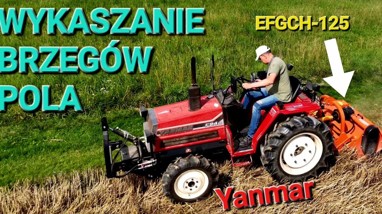Wykaszanie brzegów pola pszenicy przed podorywką Yanmar F24d i EFGCH-125 4K 🚜 🌾 🔥