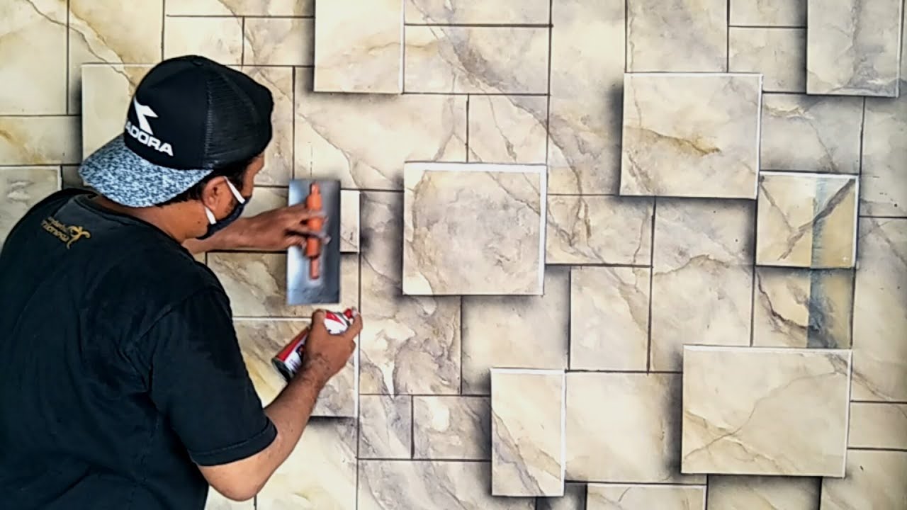 Tutorial Mudah Membuat Cat Motif Batu Alam Susun Maju Mundur !! How To Make Wall Effect Paint