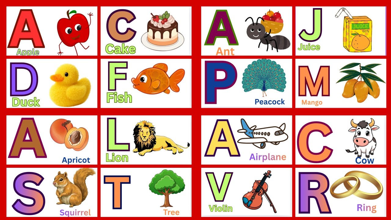 Learn English alphabet with pictures/A for apple #abcd #phonicsong #alphabet #letters