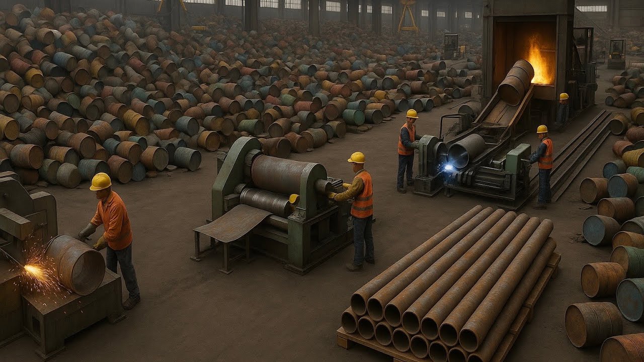 From Old Drums to New Pipes | Amazing Metal Pipe Manufacturing in Pakistan Factory