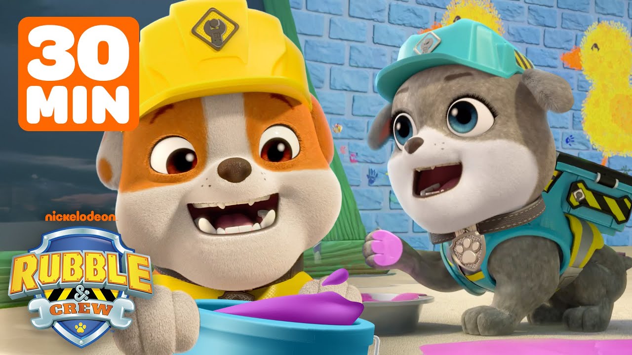 Rubble & Motor Learn Art & Build a New School! w/ Mix & Charger | 30 Minutes | Rubble & Crew