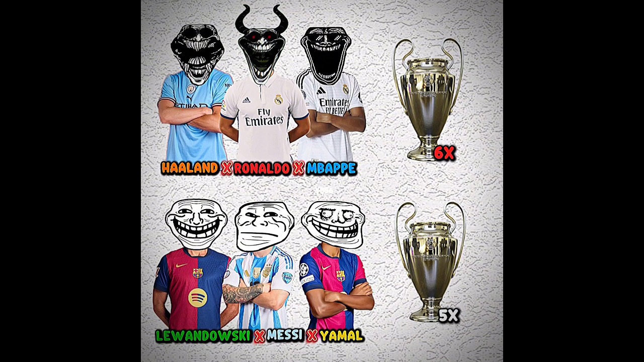 RONALDO X MBAPPE X HAALAND VS MESSI X YAMAL X LEWANDOWSKI #football #trophy #shorts